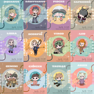 Handmade Chibi Zodiac Spiral Mini Notebook | Original Digital Art Journal